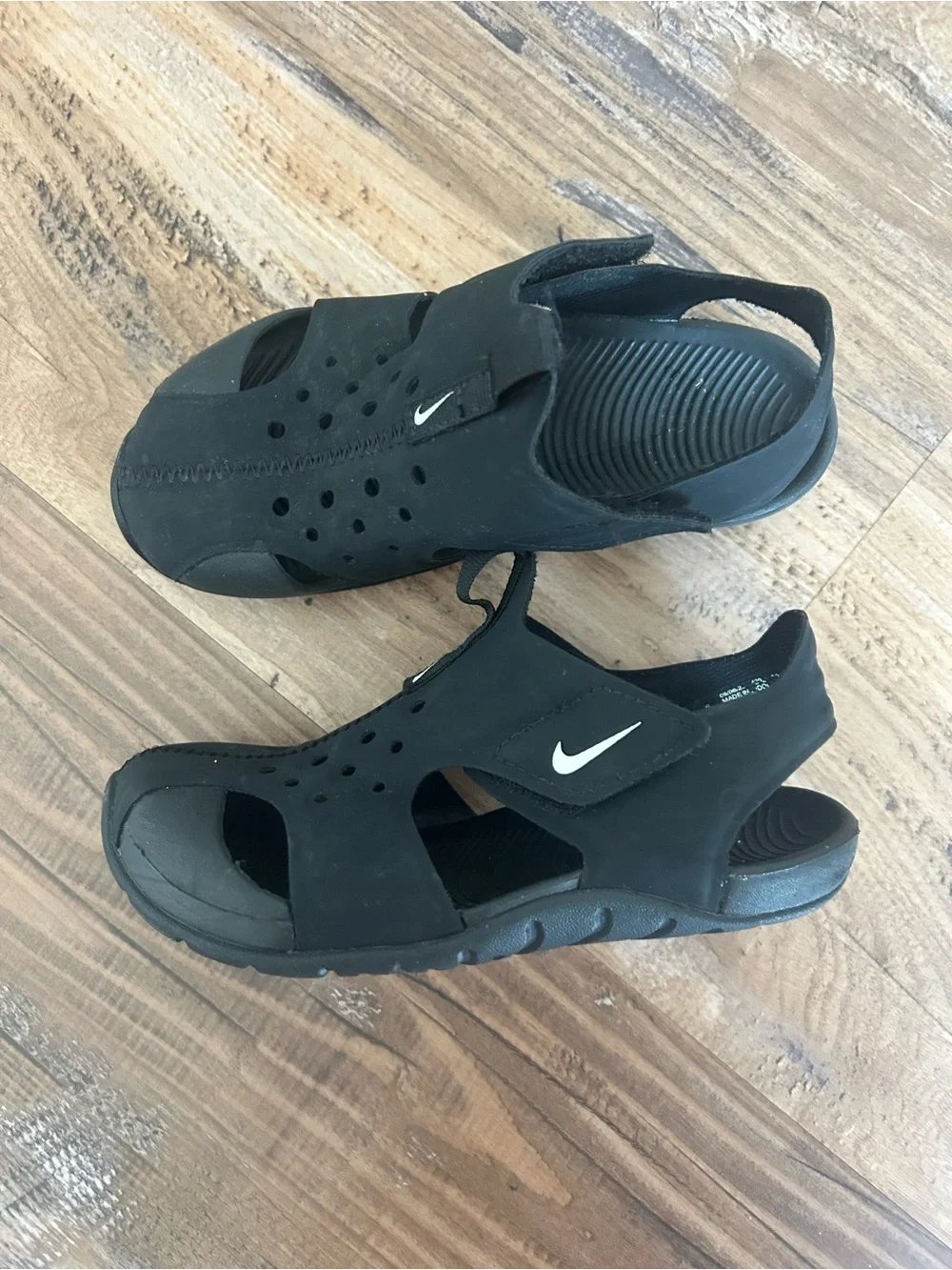 Nike Black Perforated Slip-On Sport Sandals